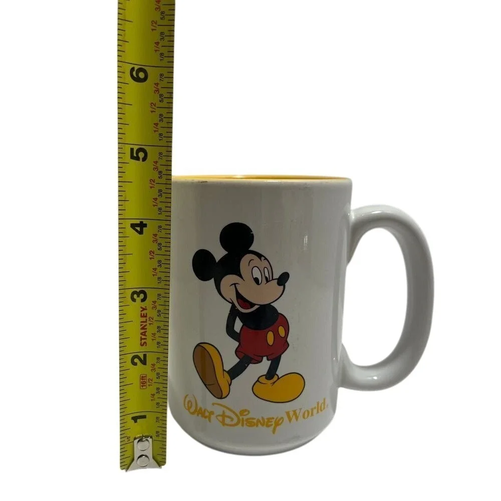 VTG Walt Disney World Mickey Mouse Large Coffee Mug Cup Yellow Inside‎